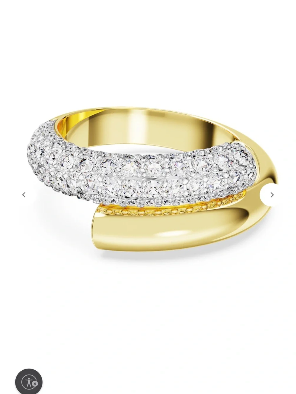 Swarovski Pavé Crystal Double-Band Ring 18K GOLD plated Brand New In Box